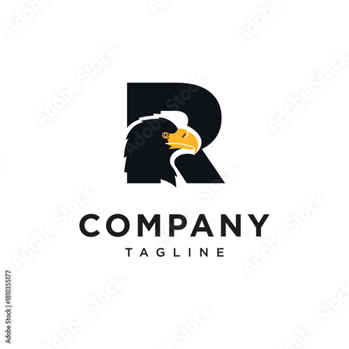 Letter R Steller's Sea Eagle Logo Icon vector