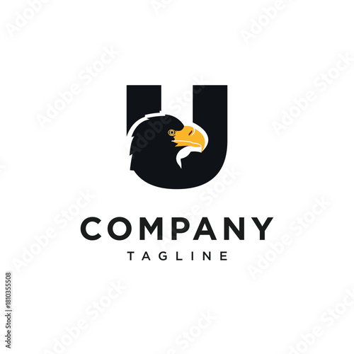 Letter U Steller's Sea Eagle Logo Icon vector