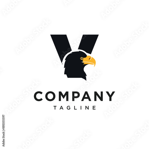 Letter V Steller's Sea Eagle Logo Icon vector