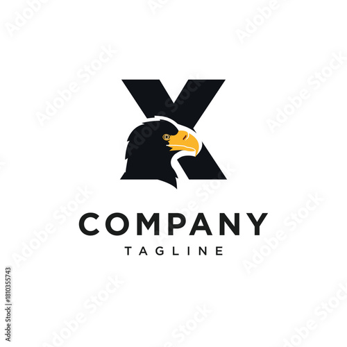 Letter X Steller's Sea Eagle Logo Icon vector