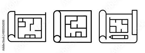 Architectural house blueprint plans construction design drawing and pencil for building project planning