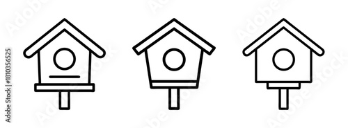 Three birdhouse designs vector illustration for diy projects woodworking and backyard decor ideas