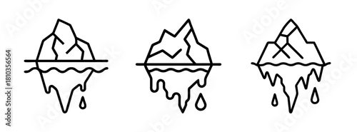 Iceberg melting climate change global warming arctic antarctic glacier sea level rise vector art