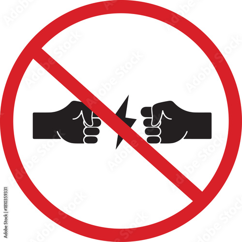 Warning Sign Prohibiting Physical Conflict and Fists