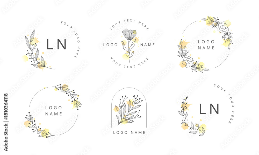 Fototapeta premium Floral Linear Logo Collection