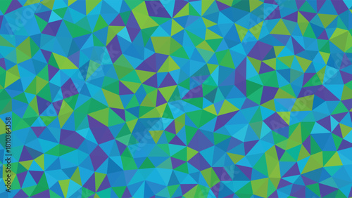 Abstract polygonal background with blue, green, and purple color scheme
