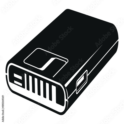 Illustration of an external hard drive, a portable storage device for data backup and transfer, isolated on white background