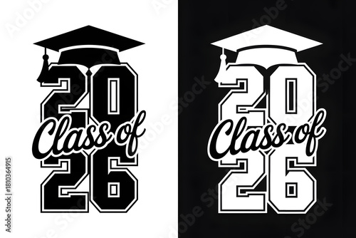 Graduation design for class of 2026 featuring a cap and bold typography ideal for invitations and announcements