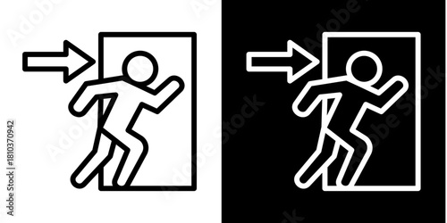 Emergency Exit  Icon Set White Style Collection