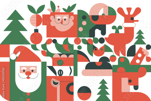 Festive 'Happy Holidays' Typography Design in Cheerful Red and Green with Snowflakes