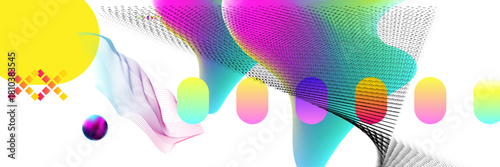 Bright color background collage juicy with geometric elements for logo text or promotions. Vector stock art