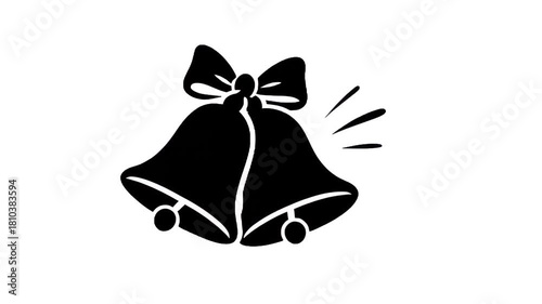Bells Silhouette Celebration: Two stylized bells adorned with a delicate bow, their silhouettes capturing the essence of celebration and joy.