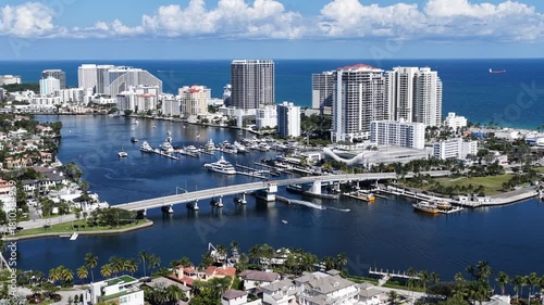 Fort Lauderdale Skyline At Fort Lauderdale In Florida United States. Beach Landscape. Downtown District. Travel Destination. Fort Lauderdale Skyline In Florida United States. Nature Seascape.