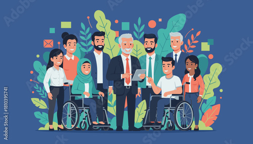 Professional team embracing diversity inclusion and equality in the workplace