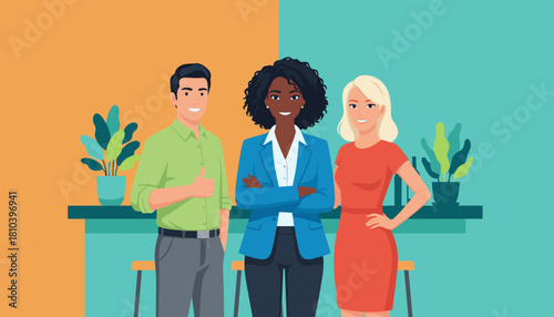 Confident diverse business team portrait showing success collaboration and professional partnership