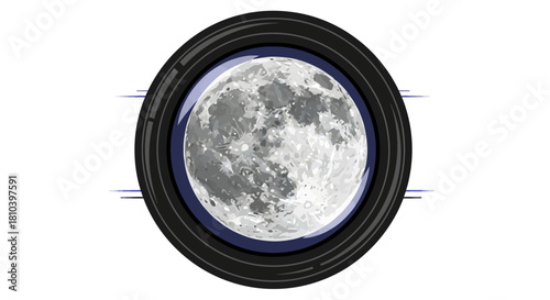 Lunar gaze through camera lens, capturing the moon's captivating beauty in a unique perspective