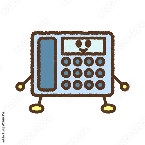 手書き風のキャラクターイラストアイコン　固定電話