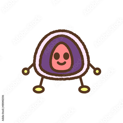 手書き風のキャラクターイラストアイコン　苺大福