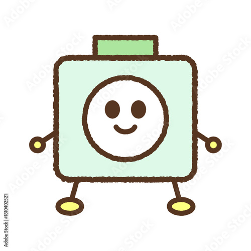 手書き風のキャラクターイラストアイコン　目覚まし時計