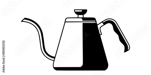 Gooseneck Kettle Specialty Coffee Flat Vector Illustration