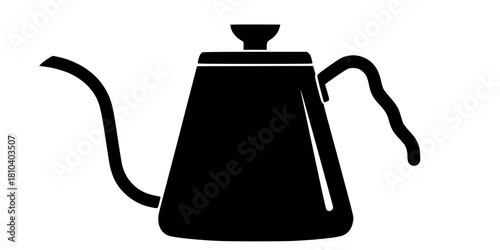 Gooseneck Kettle Specialty Coffee Flat Vector Illustration