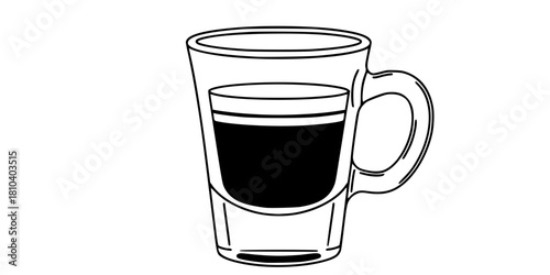 Espresso Shot Glass Demitasse Simple Line Art Vector