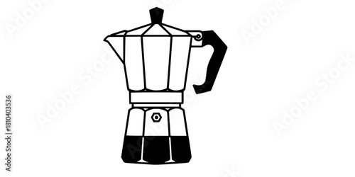 Moka Pot Stovetop Espresso Maker Flat Vector Illustration
