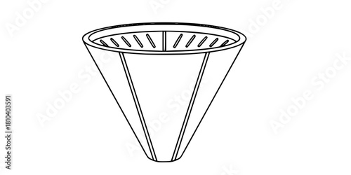 Single Coffee Filter Cone Minimalist Line Art Vector
