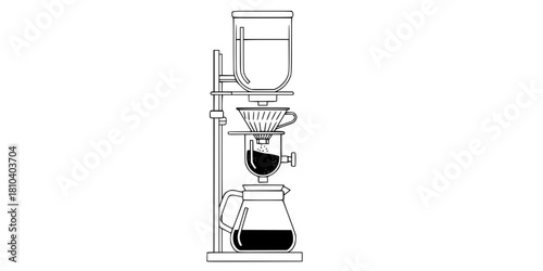 Aeropress Coffee Maker Disassembled Flat Vector Illustration