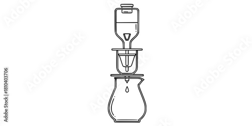 Aeropress Coffee Maker Disassembled Flat Vector Illustration