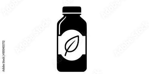Detox Cleanser Bottle Leaf Simple Flat Vector Icon Wellness