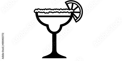 Margarita Glass Salted Rim Simple Flat Vector Icon