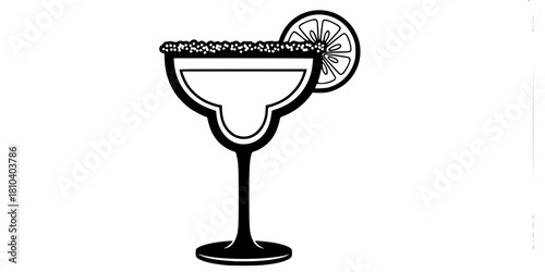 Margarita Glass Salted Rim Simple Flat Vector Icon