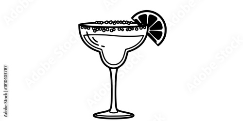 Margarita Glass Salted Rim Simple Flat Vector Icon