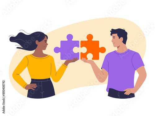 This image illustrates a diverse group of individuals collaborating to solve a puzzle, representing teamwork, unity, and the importance of collaboration in reaching common goals.