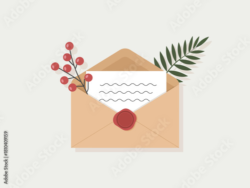 This image depicts a vintage envelope adorned with flowers and a wax seal, evoking a sense of nostalgia and warmth in personal correspondence and heartfelt messages.