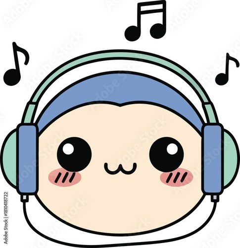 Kawaii Character Enjoying Music Vibe