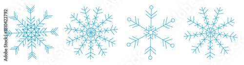 collection of blue snowflakes vector illustration