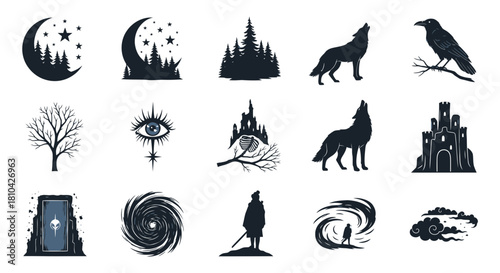 Gothic Silhouettes of Shadows of the Long Night for Eerie Winter Narratives.svg