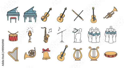 Harmonious Flowing Musical Instrument Caroling Christmas Silhouettes.svg