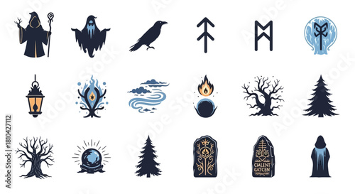 Gothic Silhouettes of Ancient Winter Spirits for Enchanted Holiday Lore.svg
