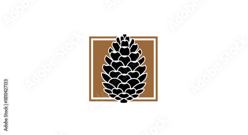 ntricate Pinecone Silhouette Logo with Earthy Brown Square Frame.svg