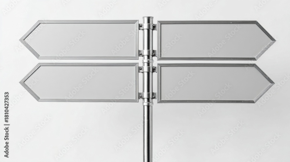 Obraz premium Blank Four-Way Direction Signpost with Copy Space