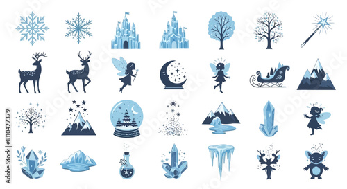 Magical Winter Wonderland Icon Collection with Enchanting Colored Vector Silhouettes.svg