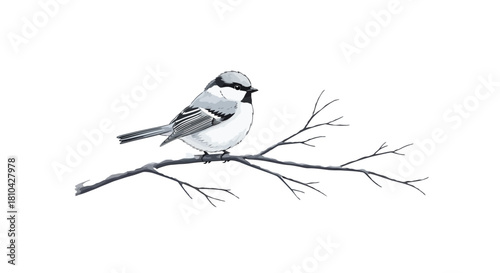 Peaceful, Winter, Bird, Icon, Serene, Vector, Illustration, Snowy, Whites, Greys, Scheme, svg.
