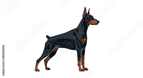  Sharp Geometric Doberman Pinscher Silhouette Standing Assertively.svg