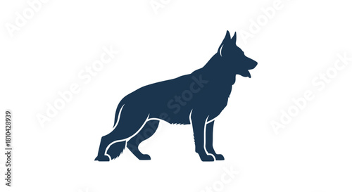 Strong Iconic German Shepherd Silhouette Standing Guard Alertly.svg