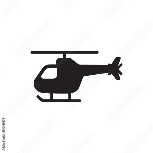 Helicopter Silhouette Vector Icon: Minimalist Black Glyph for Aviation, Flight and Transport Design
