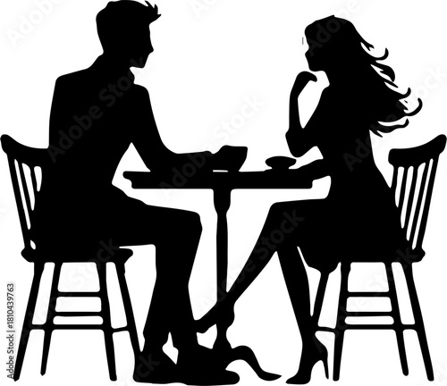 silhouette of a couple sitting on a bar chair