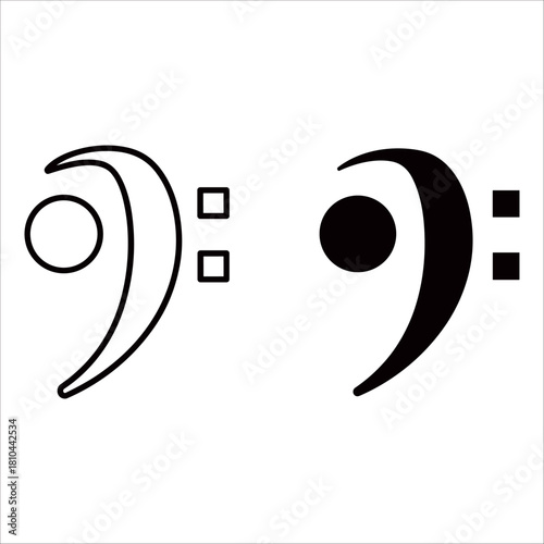 Minimalist bass clef icon isolated on white background, a symbol of music and musical notation